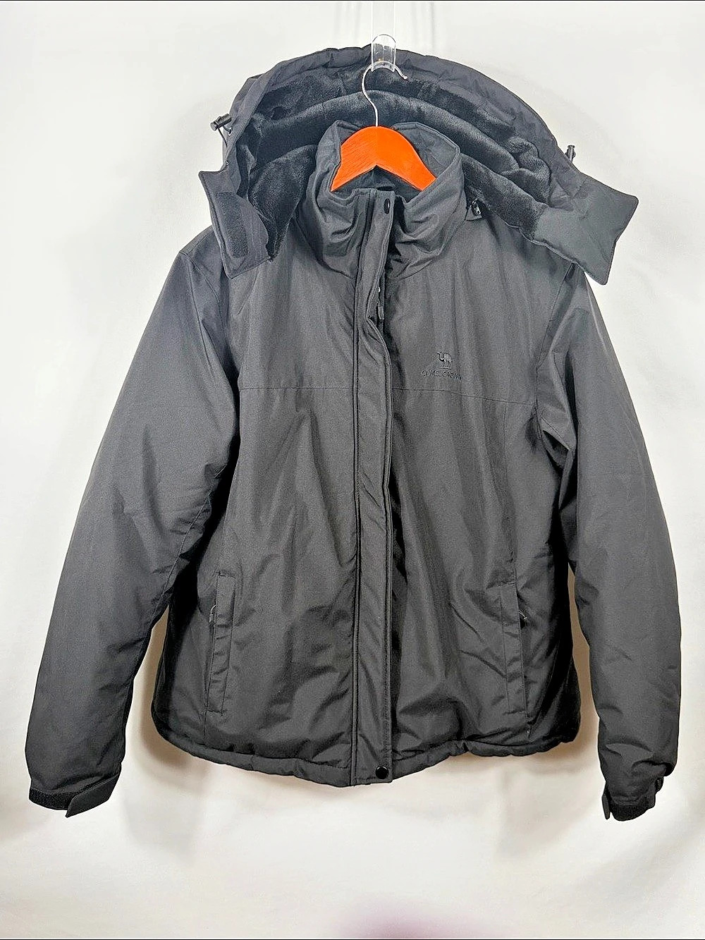 Camel Crown Women's Ski Jacket Black XL. Fleece Lined. Removable Hood
